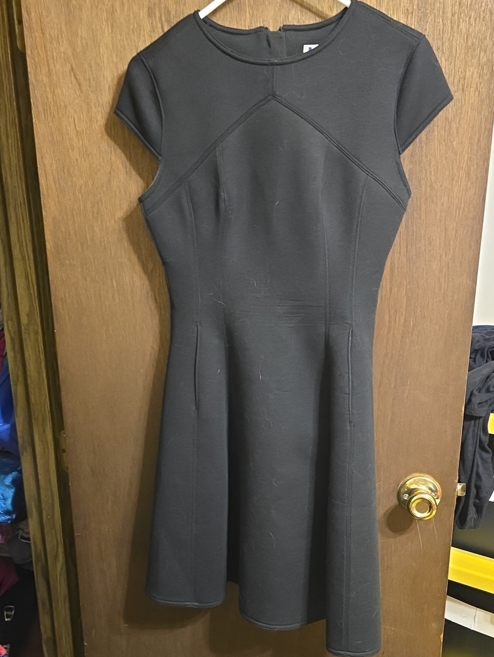 Adolfo Dominguez Black Cap-Sleeve Fit & Flare Dress